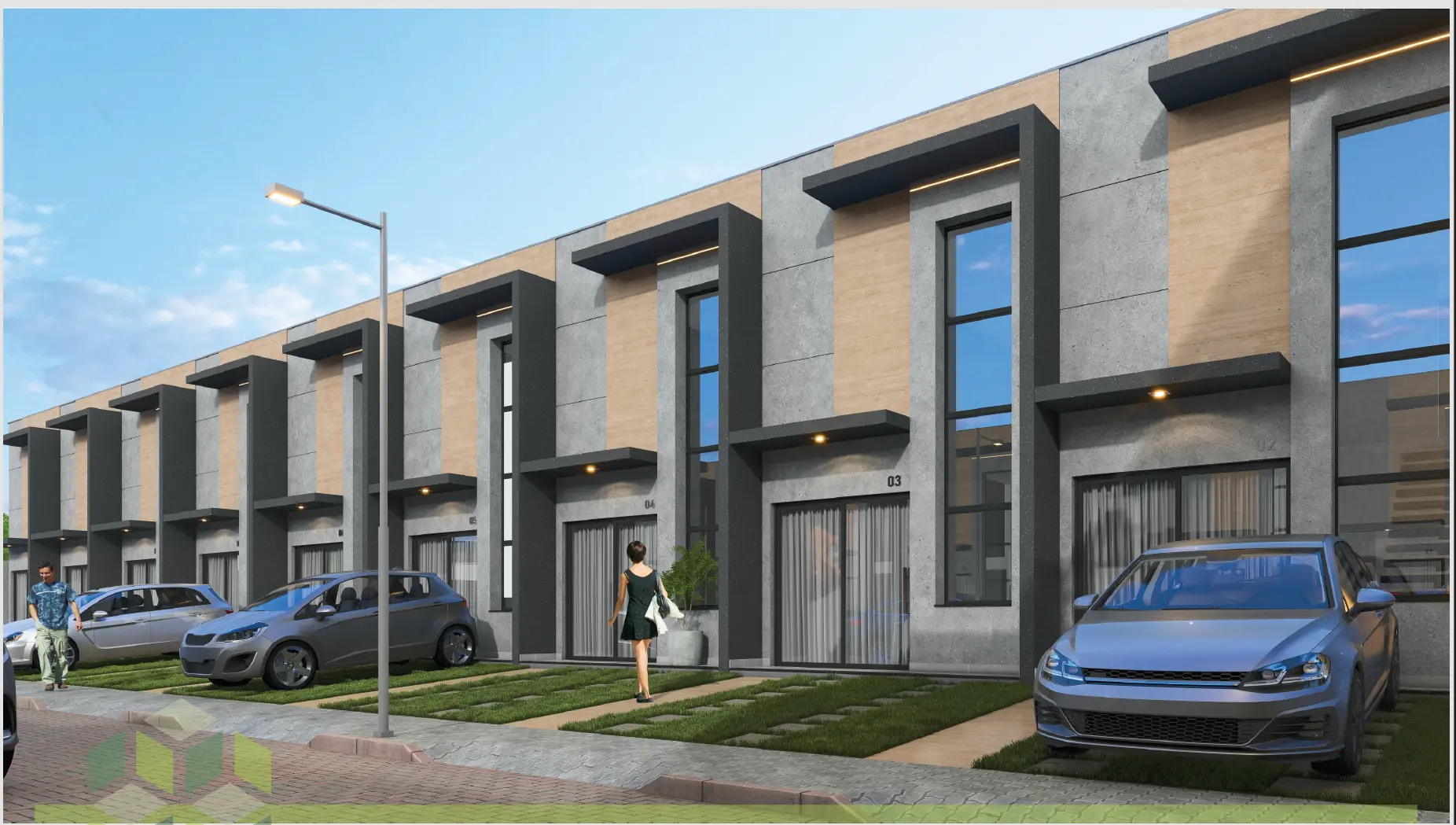 Projeção do empreendimento: Sequência de lofts com vaga privativa